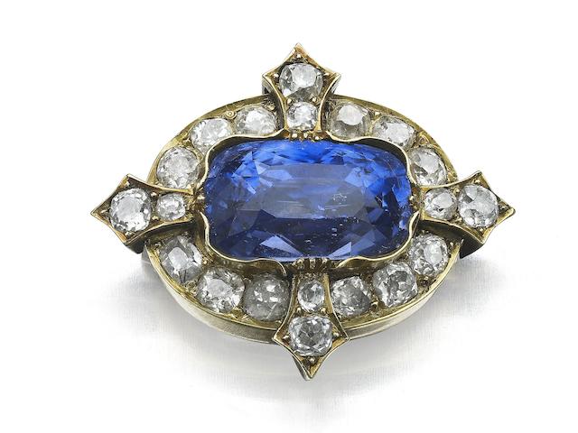 A Victorian sapphire and diamond brooch,