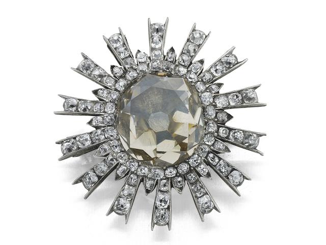 An early 19th century diamond cluster brooch