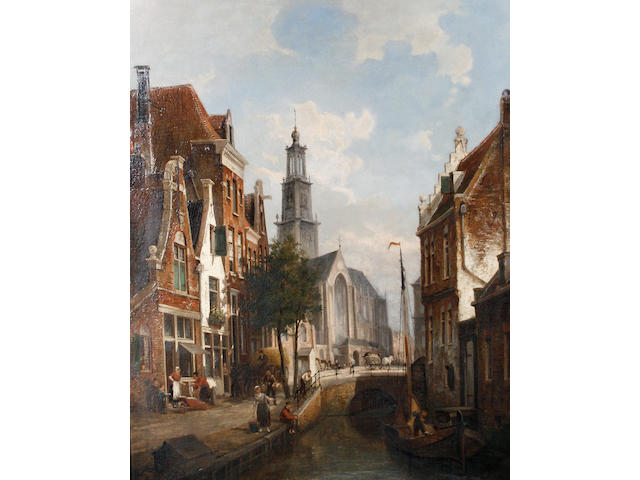 William Raymond Dommersen (Dutch, 1850-1927) View of the Westertoren from the former Rozengracht at Amsterdam