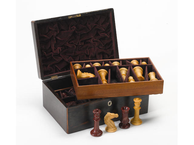 An alabaster chess set, England, circa 1860,