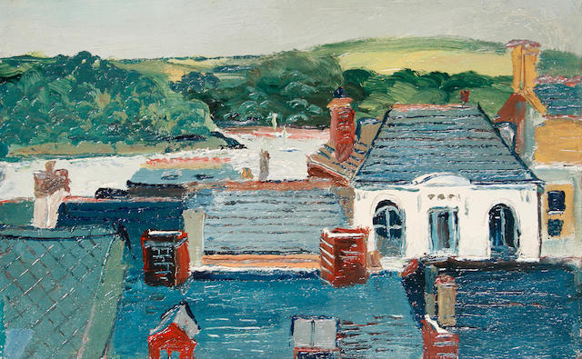 Fred Yates (British, 1922-2008) Rooftops, Cornwall