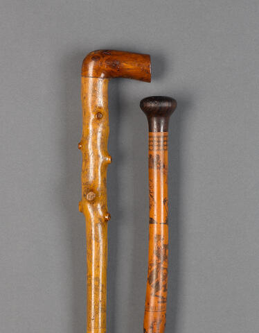 Bonhams A 19th Century Penwork Decorated Walking Stick