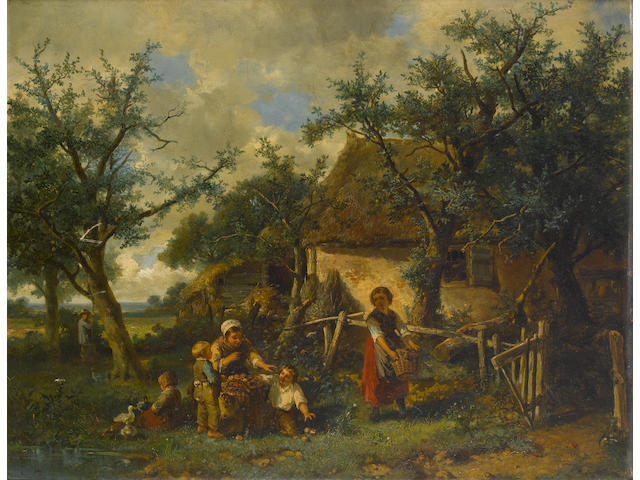 Johan Mari Henri Ten Kate (Dutch, 1831-1910) Picking apples