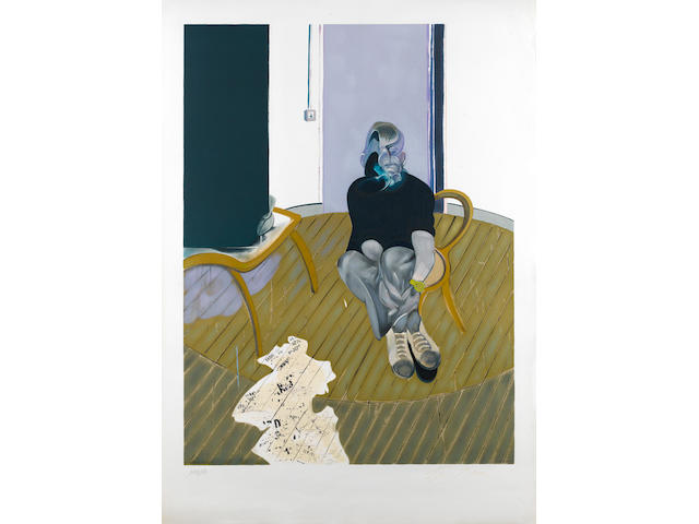 Francis Bacon (British, 1909-1992) 'Self Portrait, 1973' signed in felt tip pen, numbered in pencil '129/180', on Arches, the full sheet, colour lithograph by Diomaiuto, printed by Mourlot, Paris.