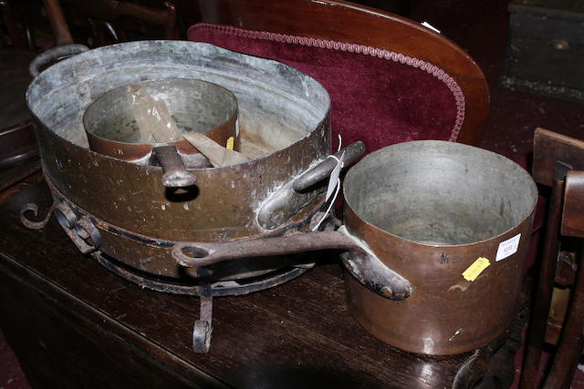 Two copper saucepans