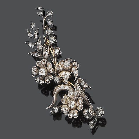 Bonhams : A late 19th century diamond spray brooch/hair ornament,