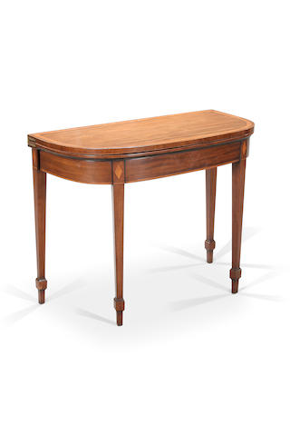 A George III mahogany and satinwood banded tea table circa 1790