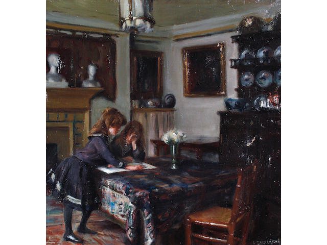Albert de Belleroche (British, 1864-1944) Edward Boit's daughters in his studio