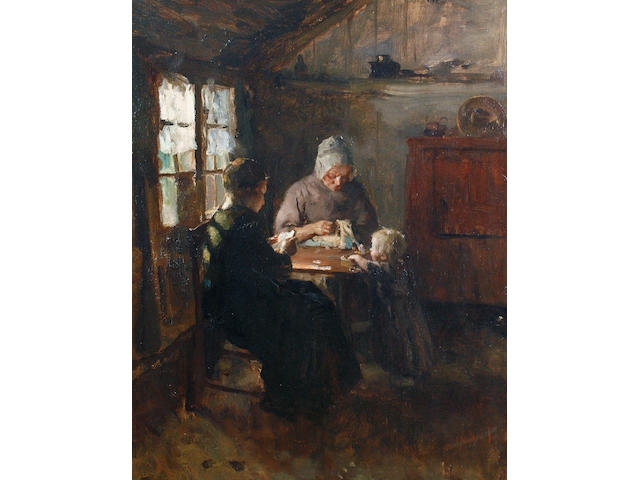 Albert Neuhuys (Dutch, 1834-1914) The sewing team