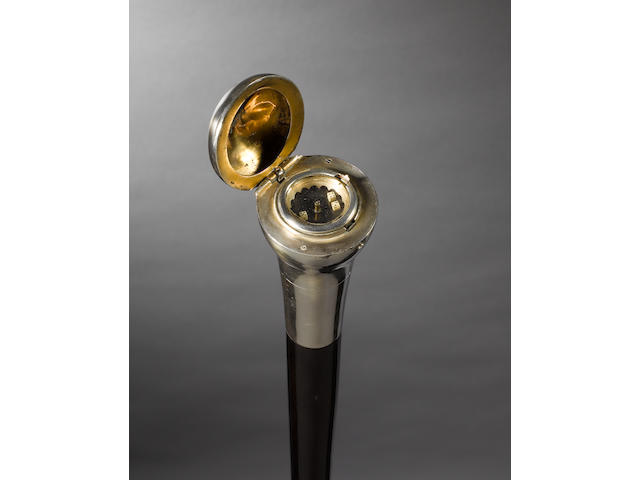 An unusual Victorian silver gambler's gadget cane, by John Caplin, London 1884,