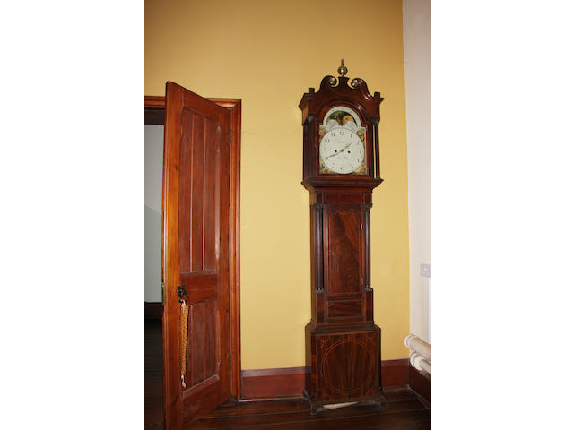 A late George III mahogany and boxwood line inlaid longcase clock of good colour