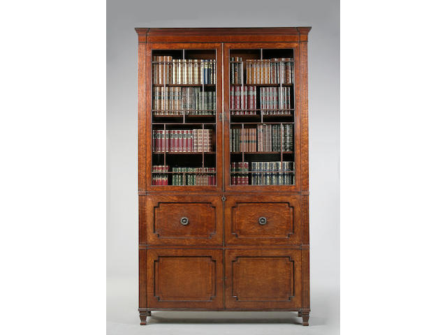A Regency mahogany and ebony inlaid secretaire bookcase circa 1810