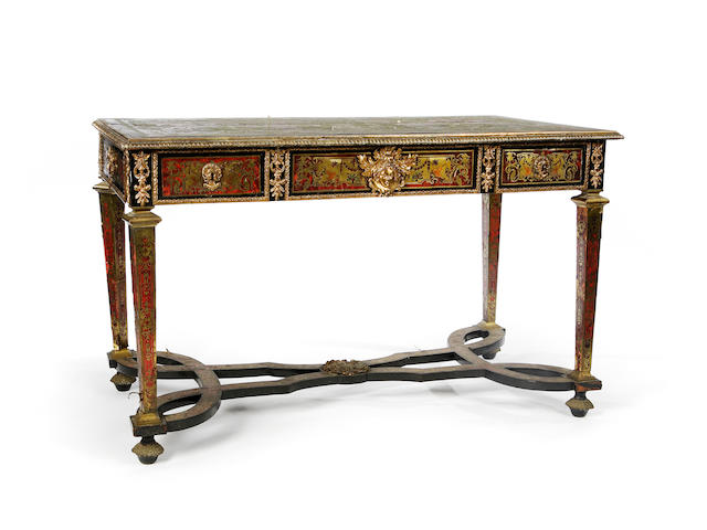 A Louis XIV premier parti&#232; boulle marquetry mahogany centre tableIn the manner of Nicolas Sageot (1666-1731)