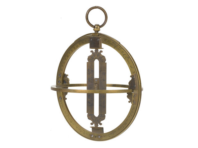 A Michael Butterfield brass universal equinoctial ring dial, French, early 18th century,