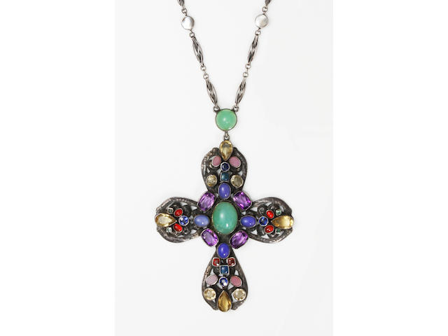A multi-gem set pendant necklace by Amy Sandheim Unmarked,
