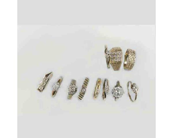 A collection of eleven dress rings,