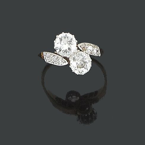 A diamond two-stone ring