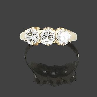 A diamond three-stone ring