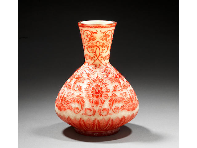 A rare Thomas Webb and Sons cameo glass vase in the Orientalist-taste circa 1890.