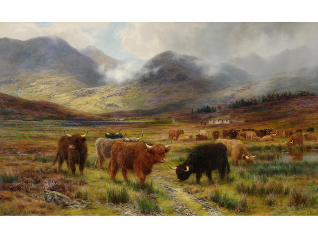 Louis Bosworth Hurt (British, 1856-1929) "Resting the drove - the hills of far Lochaber"