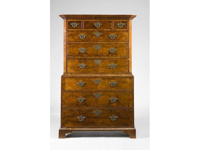 George I walnut chest on chest