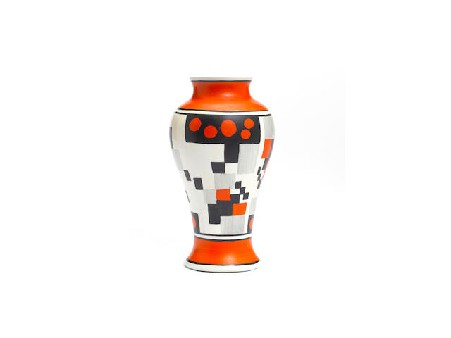 Clarice Cliff 'Red Caf&#233;' a rare small Meiping vase, circa 1930