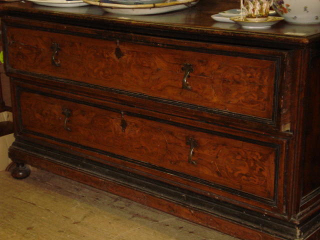 A Continental mahogany chest,