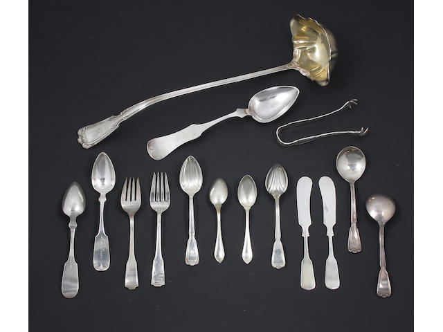 A collection of American silver and metalware flatware