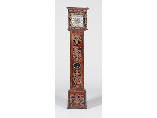 A fine late 17th century walnut marquetry longcase clock with ten inch dial Edward Bird in Cannon Street, London
