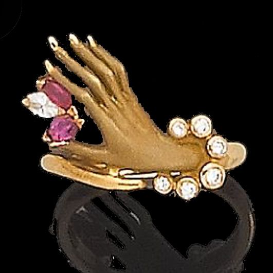 A ruby and diamond ring