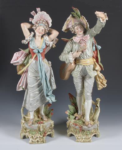 A pair of large Austrian porcelain figures 19th Century.