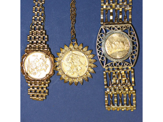 A collection of sovereign set jewellery