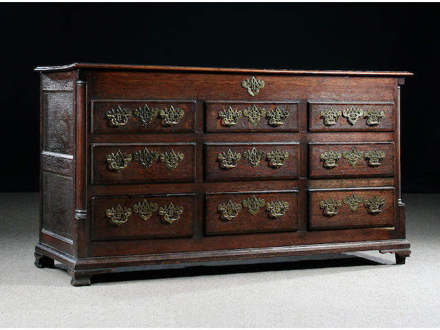 An oak and mahogany-crossbanded mule chest, North West England, late 18th Century