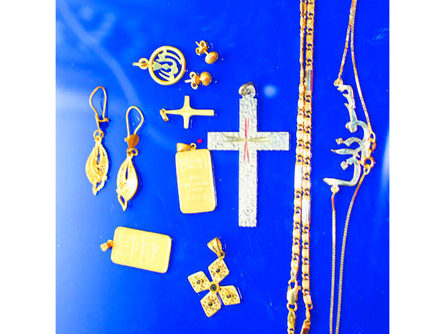 A collection of gold and other items,