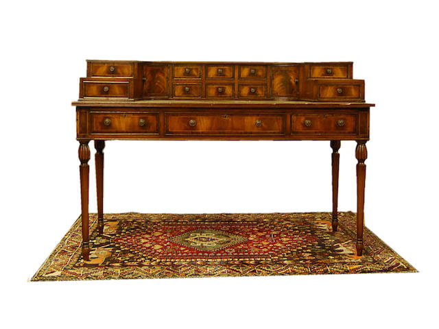 A reproduction mahogany Carlton House desk