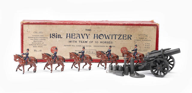 Britains set 211, 18in. Heavy Howitzer with Team of 10 Horses 12