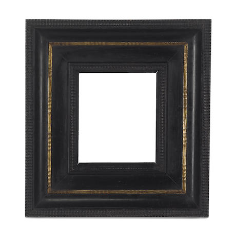 A Dutch 17th Century ebonised and parcel gilt ripple moulding frame