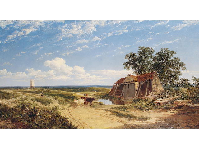 Edmund John Niemann (British, 1813-1876) Windmill in an extensive summer landscape, near Great Missenden