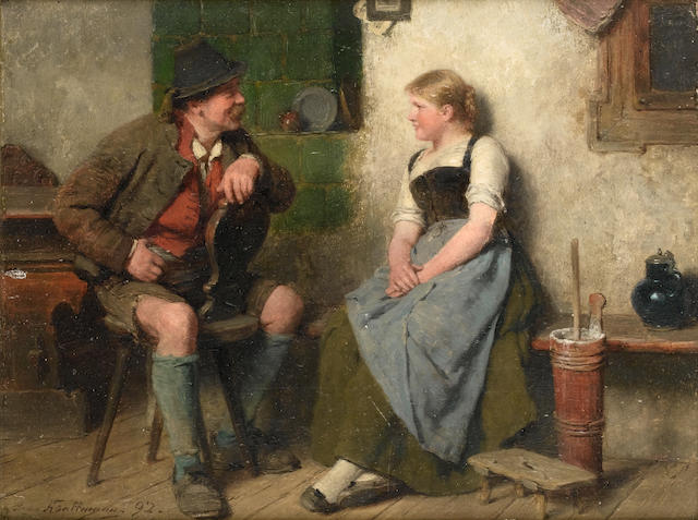Hugo Wilhelm Kauffmann (German, 1844-1915) A little flirtation