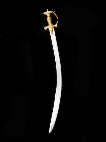 An unusual koftgari-hilted steel Sword (tulwar) India, 19th Century(2)