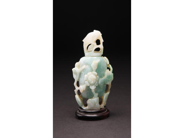 A jadeite vase and cover 19th century