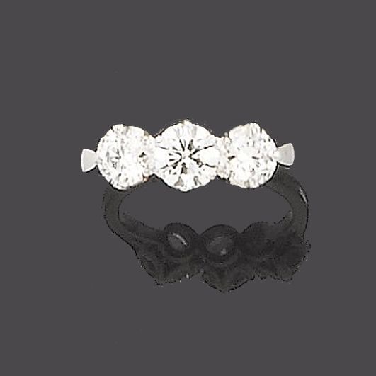 A diamond three-stone ring