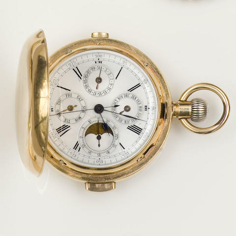 A quarter repeating hunter chronograph pocket watch
