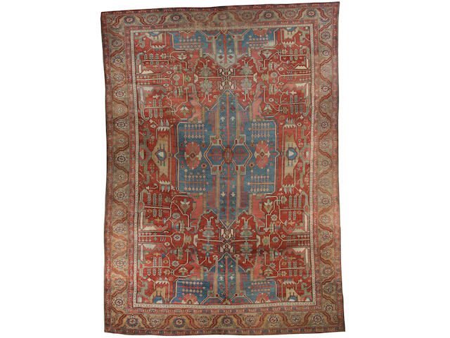 A Serapi carpet North West Persia, 13 ft 4 in x 9 ft 6 in (406 x 290 cm)wear,localised minor repairs and moth damage