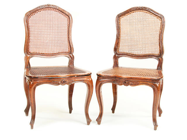 A set of four Louis XV walnut chaises