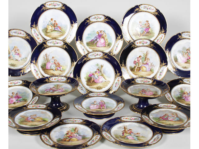A S&#232;vres-style dessert service Late 19th Century.