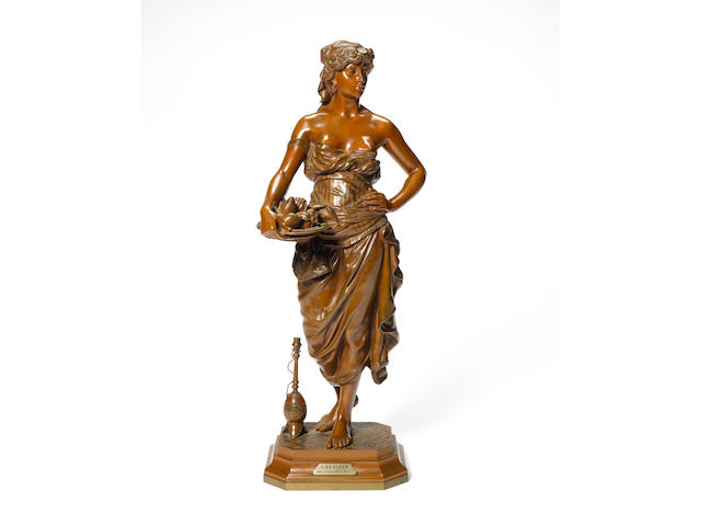 &#201;mile Pinedo (French, 1840-1916): A bronze model of L'Esclave