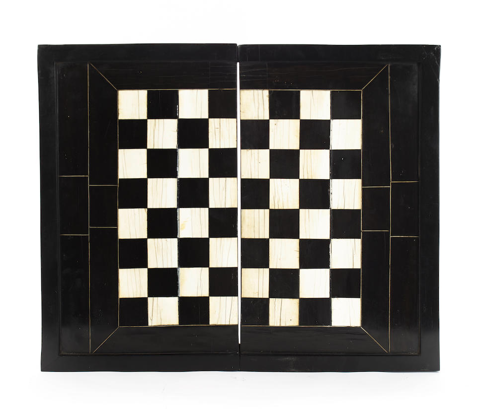 An ebony and ivory inlaid games board/box, Southern Germany, 18th century,