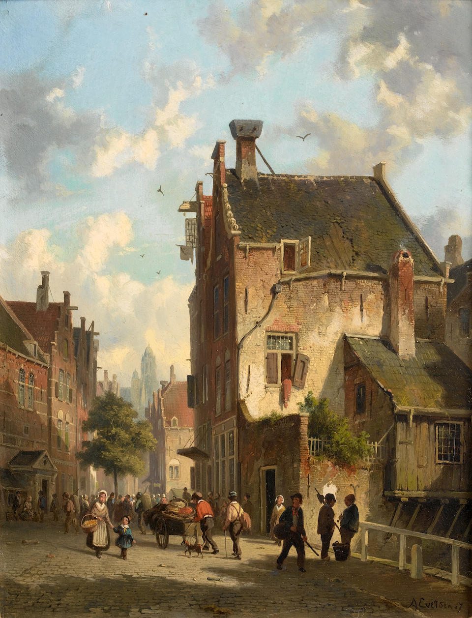 Adrianus Eversen (Dutch, 1818-1897) Street scenes, Amsterdam ((2))