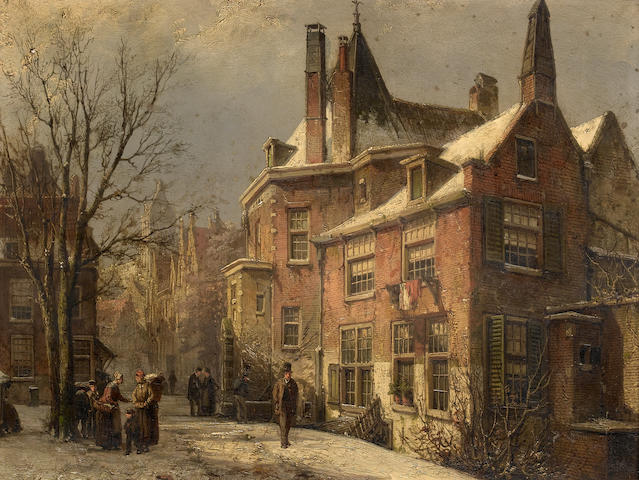 Willem Koekkoek (Dutch, 1839-1895) A view of a Dutch town in winter